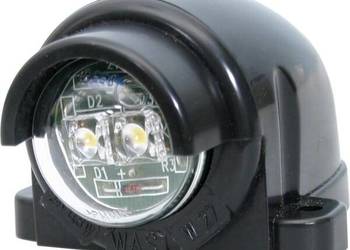 Lampa oświetlenia tablicy rejestracyjnej LED, okrągła, biała 12/24V przykr…