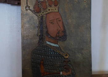 Stare Ikoniczne Dzieło-Obraz Ceramiczny Metalizowany-Vintage