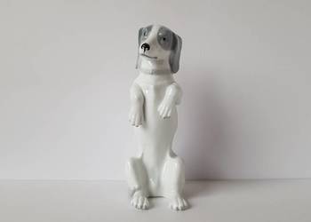 Stara porcelanowa figurka pies, Metzler & Ortloff, porcelana, 1890 - 1945