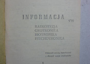 RADIESTEZJA GEOTRONIKA BIOTRONIKA PSYCHOTRONIKA