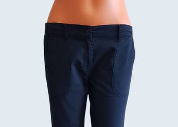 Damskie eleganckie granatowe spodnie materiałowe Blue Motion 36/S