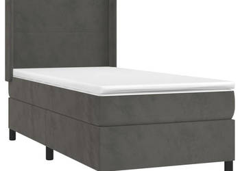 Łóżko kontynentalne z materacem i LED szary aksamit 90x200 cm WM-3139422