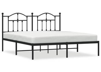 Łóżko Metalowe Czarne Rama Łóżka Ze Stelażem 183x213 cm WM-353444