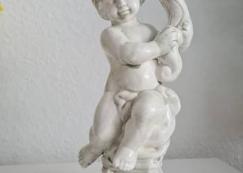 Porcelanowa figurka, sygnowany świecznik