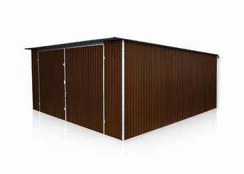 Garaż Blaszany Blaszak 4x5 Brąz Spad na tył, Brama dwuskrzydłowa, Producent