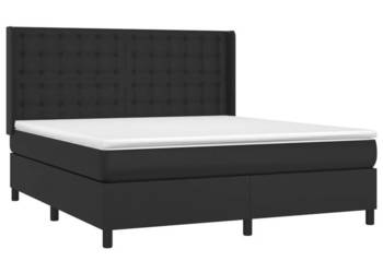 Łóżko z Materacem Kontynentalne Czarne Ekoskóra LED 160x200cm WM-3139391