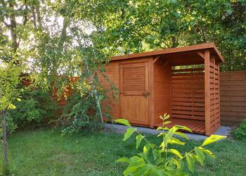 Domek narzędziowy z drewutnią, domek ogrodowy, schowek
