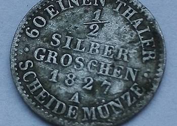 NIEMCY-1/2 SILBER GROSZ-1827 r-A-SREBRO