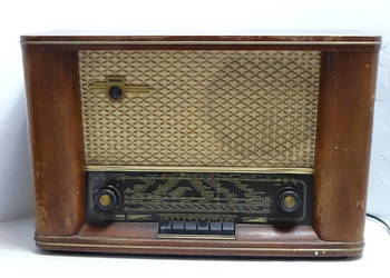 Stary Lampowy Odbiornik Radiowy Philips Saturn 54 Retro Vintage Drewniane