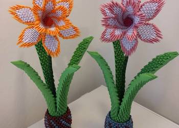 Mega ŻONKIL w doniczce kwiat origami, 42 cm wysokości - rękodzieło handmade
