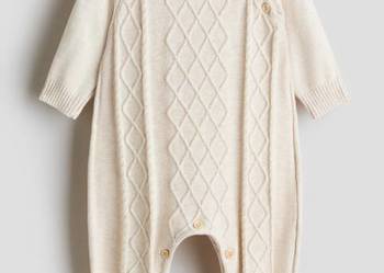 Kombinezon 68 beżowy sweterkowy bawełna dzianina H&M retro