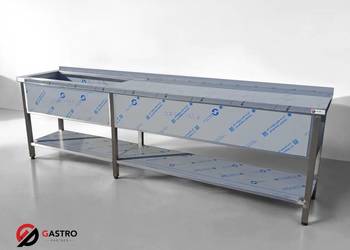 Basen stół ze zlewem gastronomiczny na 6 nogach 280x60x85 cm