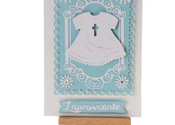 ZAPROSZENIA CHRZEST ŚWIĘTY CHŁOPIEC – SZATKA C6 BIEL – BŁĘKIT