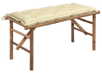 Składana ławka ogrodowa z poduszką 118 cm bambusowa WM-3063866