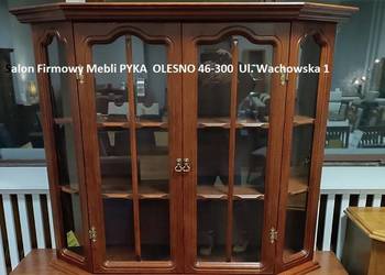 -70% HIT  Witryna dębowa 145cm KINGA, Dąb Rustikal- OUTLET Meble Pyka