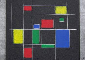 Ręcznie grawerowany\malowany obraz a'la Mondrian