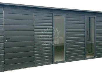 Schowek - Domek 5x2m - drzwi - 2x okno - antracyt - spad w tył ID1045