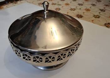 Stara CUKIERNICA z pokrywką metal vintage z czasów PRL-u lata 70-te