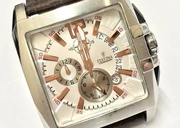 FESTINA F16363 Chronograph Zegarek męski KWADRAT pasek KLASYCZNY jak NOWY