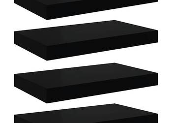 vidaXL Półki ścienne, 4 szt., czarne, wysoki połysk(SKU:323765)