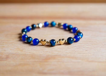 Bransoletka niebieska Tiger Eye Jadeit serca na sylwester wa