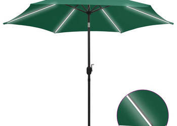 Parasol ogrodowy z LED i aluminiowym słupkiem 300 cm zielony WM-47360