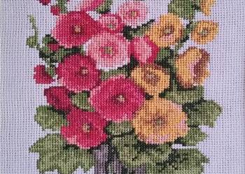 Obraz  Kwiaty Haft Krzyżykowy Handmade