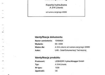 Liebherr A314 Litronic koparka kołowa DTR Instrukcja obsługi Liebherr A314 Litronic koparka kołowa DTR Instrukcja obsługi