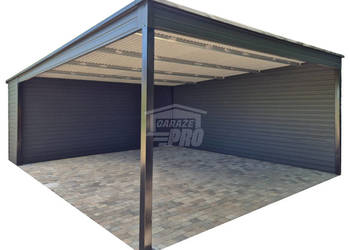 Wiata samochodowa CarPort 6x6 - rynna - dach spad w tył  GP662