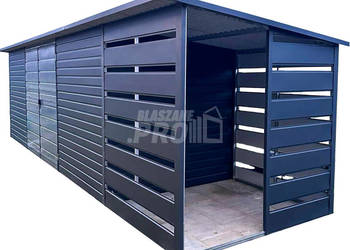Schowek - domek ogrodowy 6x2m + wiata 1,5m Antracyt spad w tył GP452