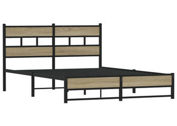 Łóżko Czarne Metalowe Rama Łóżka Metalowa Ze Stelażem 135x190 cm WM-4017271
