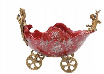 PORCELANA + BRĄZ CZERWONA PATERA wóz dorożka AMOR