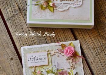 Kartka w pudełku na Dzień Mamy ręczni robiona Kartka w pudełku na Dzień Mamy ręczni robiona