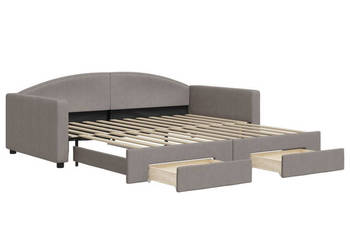 Sofa rozsuwana z szufladami taupe tkanina 100x200 cm WM-3197232