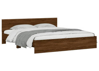 Rama łóżka z wezgłowiem i LED brązowy dąb 200x200 cm WM-3207587