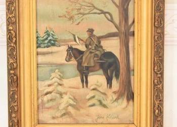 Jerzy Kossak - Ułan Na Koniu w Czasie Zimy - Polski Obraz Olejny