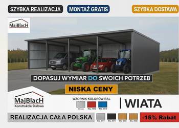 A186-WIATA  / Garaż Blaszany / Zadaszenie / Blaszak / RAL  - Maj-Blach