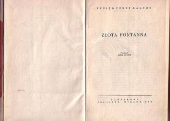 (6341) ZŁOTA FONTANNA – BENITO PEREZ GALDOS