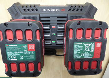 Nieużywana podwójna ładowarka z dwoma aku 20V/4Ah PARKSIDE PAP 20 B3