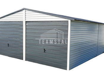 GARAŻ BLASZANY 6m x 7m poziom dwuspad 2x Brama drzwi TS282