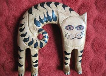 Kot - z cyklu "brzydkie ale fajne" - Stara Figurka - drewno - 11,5x10x2 cm