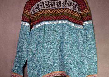 Peruwiański Artesanal Ciemnozielony Sweter Unisex Alpaka