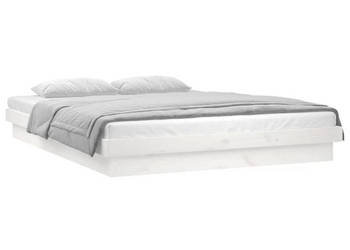 Rama łóżka z LED biała lite drewno 140x190 cm WM-820018