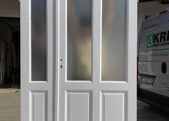 Drzwi drewniane dwuskrzydłowe białe NA KAZDY WYMIAR