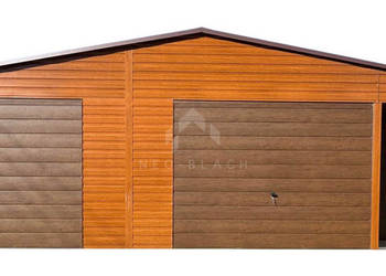 Garaż Blaszany 10x6m + Wnęka 2x1m- 2x Brama Uchylna Drzwi Okno Rynny NB286