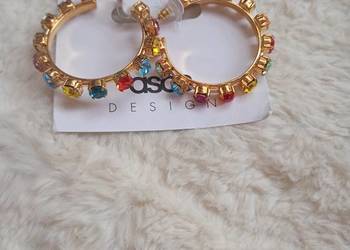 ASOS/ Bogato zdobione kolczyki tęczowe,  koła/ NOWE