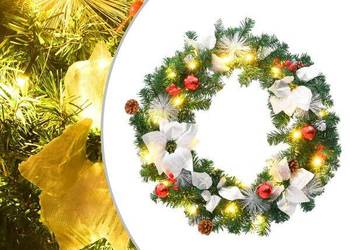 vidaXL Wieniec świąteczny z lampkami LED, zielony, 60 cm, PVC（SKU:321516）