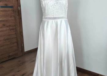 Sukienka ślubna satynowa 44 2XL Bonprix biała