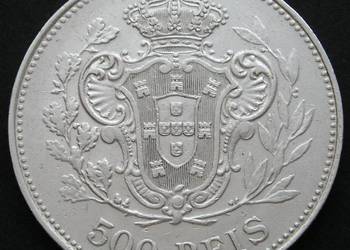 PORTUGALIA 500 REIS 1908 - EMANUEL II - SREBRO