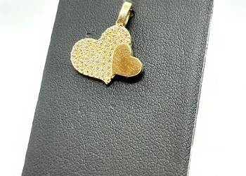 Nowa złota zawieszka pr 585 1,14g Serca, Ocechowana